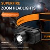 SuperFire Rechargeable Headlamp，Zoom Lightweight Head Lamp,LED Headlamp Rechargeable,Head Flashlight for