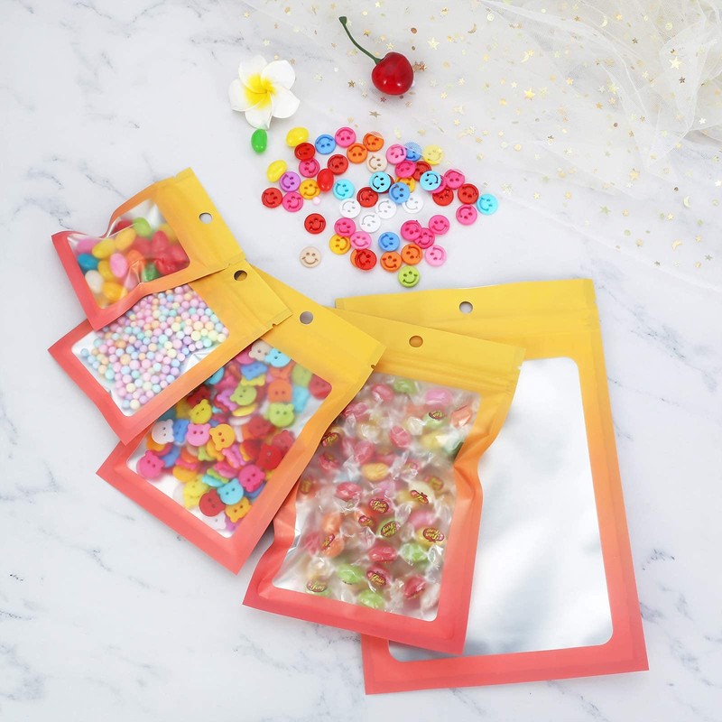 100 Pcs Resealable Mylar Ziplock Food Storage Bags, Gradient Color