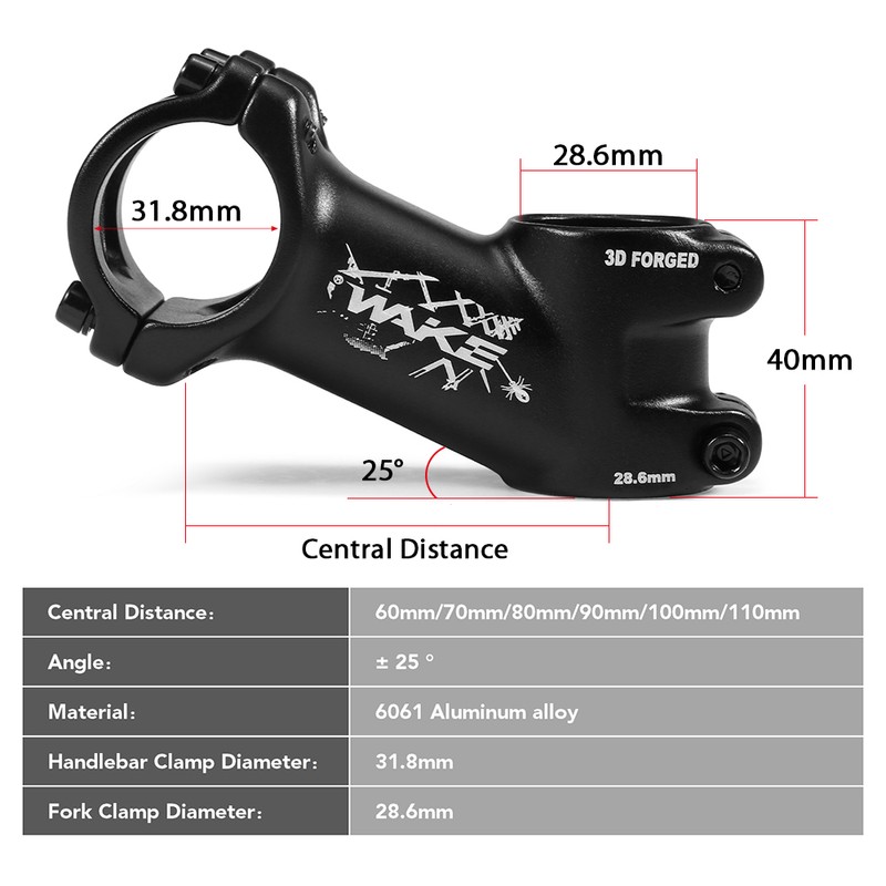 25 Degree Bicycle Stem Ultralight Bicycle Stem Mountain Road Bike