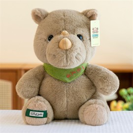 Plush Toy Hippo Doll Stuffed Toy Cushion Cuddly Toy Rhino for Playing and Cuddling Soft Cuddly Toy for Girls, Boys, Babies (25 cm, Rhinos)