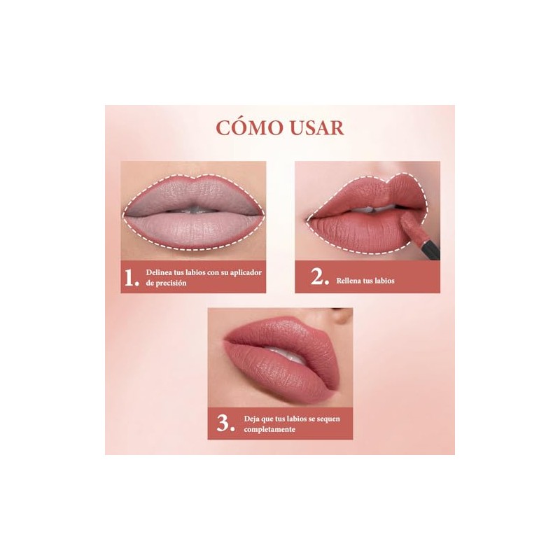 6 PCS Lápiz Labial Mate, Labiales, Lápiz Labial Mate de