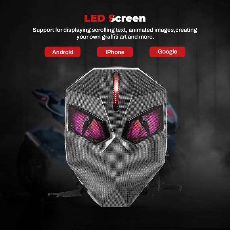 Motorcycle Backpack for Men, LED Backpack With DIY Programmable Full