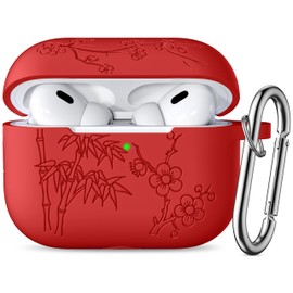 Odbeai Compatible with Airpods Pro 2nd Generation Case, Flower Engraved Cover Compatible with Airpod Pro Case, Soft Silicone Skin Full Protective, Front LED Visible