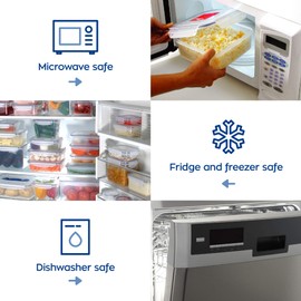 Popit! Rectangular Snack Food Container Set 2 x 2.9 cup containers, 2 x 2 cup containers + 2 divisions included, BPA Free, Microwave, Freezer, Dishwasher Safe, by Popit!