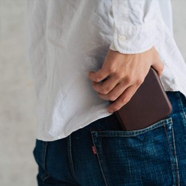 Corum Leather Zip Wallet, Bifold Wallet, Round Zipper, Genuine Leather, Tatsuno Leather, Men's, Women's, Compact, Made in Japan, Brown