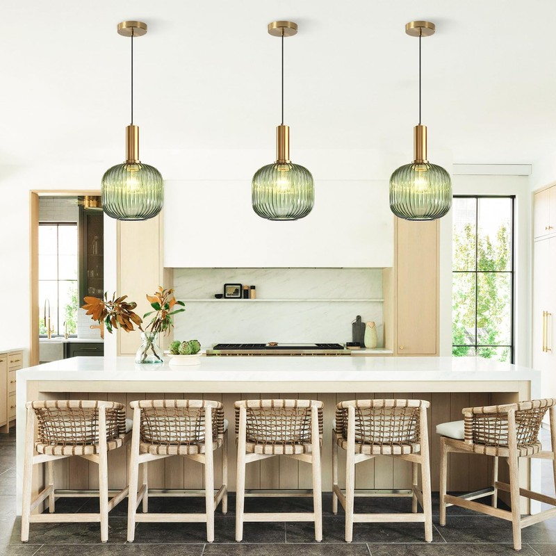 KCO Lighting Vintage Green Glass Pendant Light Kitchen Island Lighting