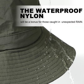 TAGVO Quick Dry Bucket Sun Hat, Unisex Wide Brim UPF 50+ Summer Sun Hats Safari Hat Foldable Fishing Hat for Outdoor Activities Army Green