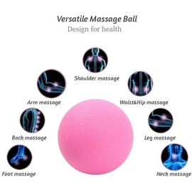 Massage Ball, Yoga, Fascia Rubber, Round Ball, Foot Massage Balls, Set for Muscle Relaxation, Myofascial Deep Tissue Muscle Therapy, All Ages (Pink)