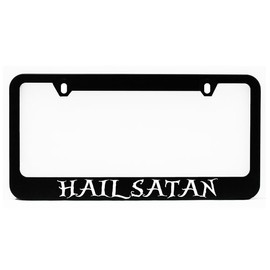 License Plate Frame, Hail Satan Black Plate Holder, Tag Cover, Car Frame, Auto Accessories, Cool Decoration, for USA & Canada License Plate