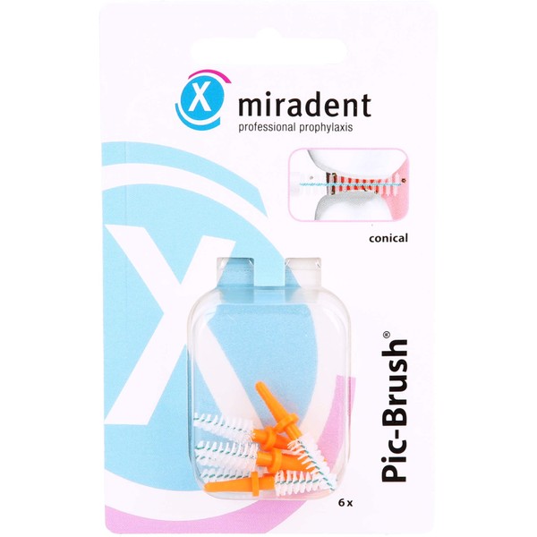 Miradent Interd.Pic Brush Replacement Tapered Orange Pack of 6