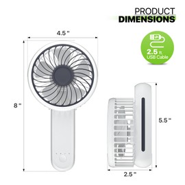 Magshion 3-Inch Battery Operated Rechargeable Fan Portable Handheld Personal Fan