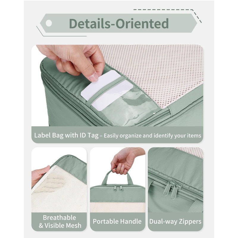 Narwey 5 Teilige Set Kompression Koffer Organizer, Compression Packing Cubes