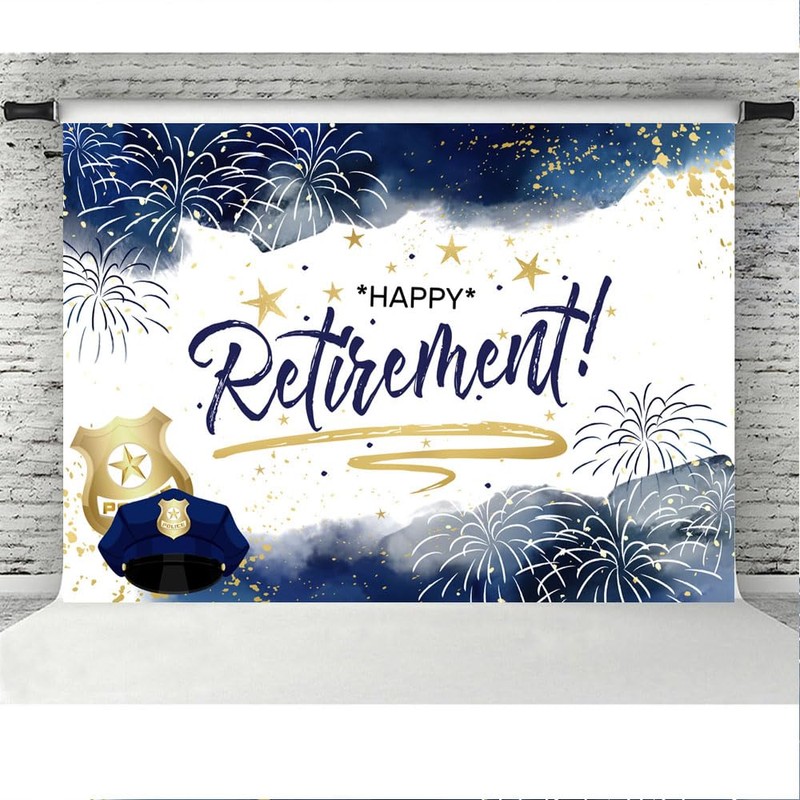 Lofaris Happy Retirement Backdrop - Police Retirement Party Decorations Flag,