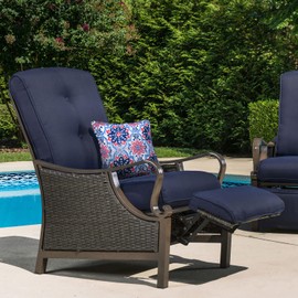 Hanover Medallion Indoor/Outdoor Throw Pillow, Decorative, Set of 1, Navy/Red