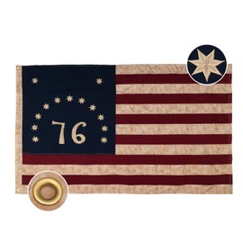 Bradford Vintage 76 Bennington Flag 3x5 ft Cotton for Outside, Heavy Duty Tea Stained 1776 American Flag Aged Looking for 4th of July Cloth Old USA US1776 Flag