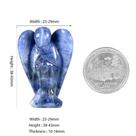 KYEYGWO Sodalite Carved Gemstone Angel Figures, Healing Crystal Guardian Angel Stone Talisman Pocket Angel Statues Peace Angel Sculpture Fengshui Ornament for Decoration Lucky Charm, 3.8 cm