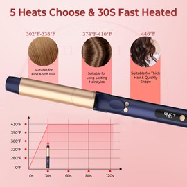 Rotating Curling Iron, 5 Temperature 1 1/4 in Automatic Curling Iron, Double Voltage 360° Rotating Hair Curler Travel Auto Curling Wands, 1H Auto-Off & 30s Fast Heat Self Curler Styling Tools