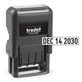 Trodat 4820 Printy 4.0, Self-Inking Date Stamp for Professional, Classroom and Personal Applications, .95 x 3.2cm, an Eco-Friendly and CO2 Compensated date stamper (Black)