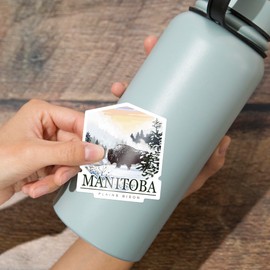 Die Cut Sticker Manitoba, Canada, Bison Snow Scene, Contour Vinyl Sticker 3 to 6 inches, (Waterproof Decal for Cars, Water Bottles, Laptops, Coolers), Large