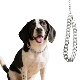 Cwyza Gold Dog Chain Necklace – Fashionable Cuban Link, Adjustable, Lightweight & Durable Metal Decoration (Silver, 21" (Neck Fits 20"-24"))