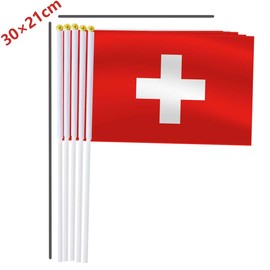 25 Pack Switzerland Handheld Small Flag,Mini Swiss Hand Held Miniature Stick Decor