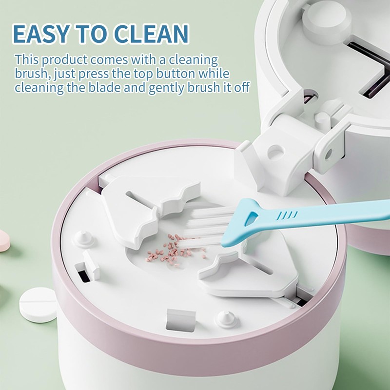 DJAPWPX-4 Functions Pill Cutter with Stainless Steel Blade, Portable Pill
