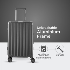 Maleta Crown Series Check-in Medium Aluminium Frame, 24 inch,Corner Protection,Dust Proof Cover Hardside Luggage Trolley Bags for Luggage Suitcase for Travel (Grey, Check-in Medium)