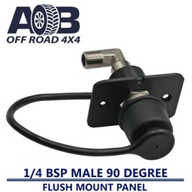 Flush Mount Air Fitting 1/4" BSP Male 90 Degree compressor tyre inflation tank deflate Black Cap