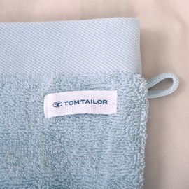 TOM TAILOR Wash Mitts Set of 6 16 x 21 cm 100% Cotton / Terry Cloth with Hanger and Label with Logo, Colour Bath Towel Light Blue (Sky Blue)