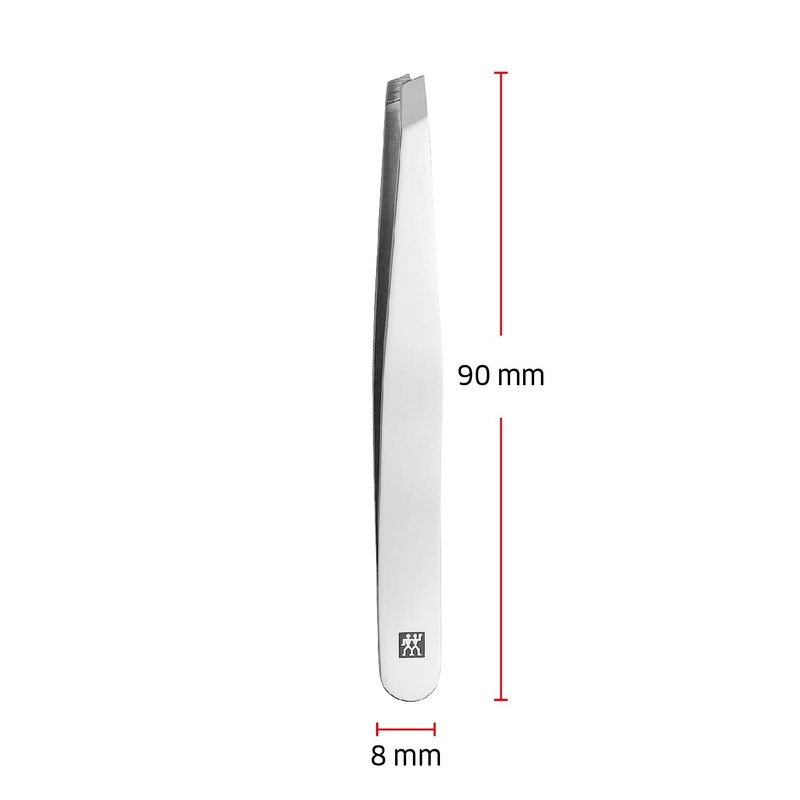 ZWILLING slanted tweezers for precise eyebrow hair removal, polished stainless