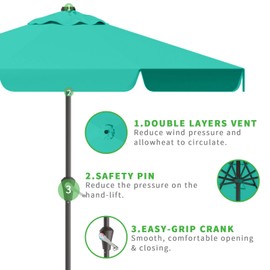 AreShark 11FT Patio Umbrella Table Market Umbrella w/Crank Outdoor Umbrellas for Garden, Deck, Backyard, Pool and Beach, Cerulean