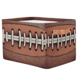 Peaom American Football Storage Basket for Shelves, Storage Bins with Handles, Collapsible Basket for Organizing, Closet Toy Baskets for Nursery Room, 15x11x9.5 in, Canvas, Retro Football