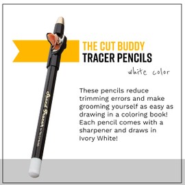 White Face Tracer Pencil 4 Pack | Outline Beard Before Trimming | Haircut and Beard Pencil with Sharpener | For Men's Facial Hair Shaping Tools, Stencils, Guides, Trimmer, Shaver, Razors