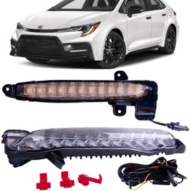 Prefer Warehouse Pair Of Dual Color White LED Fog Light DRL Amber Turn Signal TSL + Wiring Compatible With Toyota Corolla SE XSE 2020-2023 Replaces 812B012010 812A012010 TO2562105 TO2563105