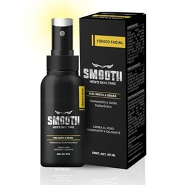 SMOOTH Tónico Hidratante hombres | Hidrata, Tonifica y Desinflama la piel. Astringente y antibacteriano, disminuye manchas | Ácido Hialurónico, Extracto de Arroz y Hamamelis | 40ml | Uso Noche