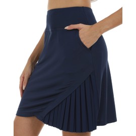 MoFiz Women's Sporty Tennis Skirt with Shorts Pockets Summer Skirt with Drawstring, blue