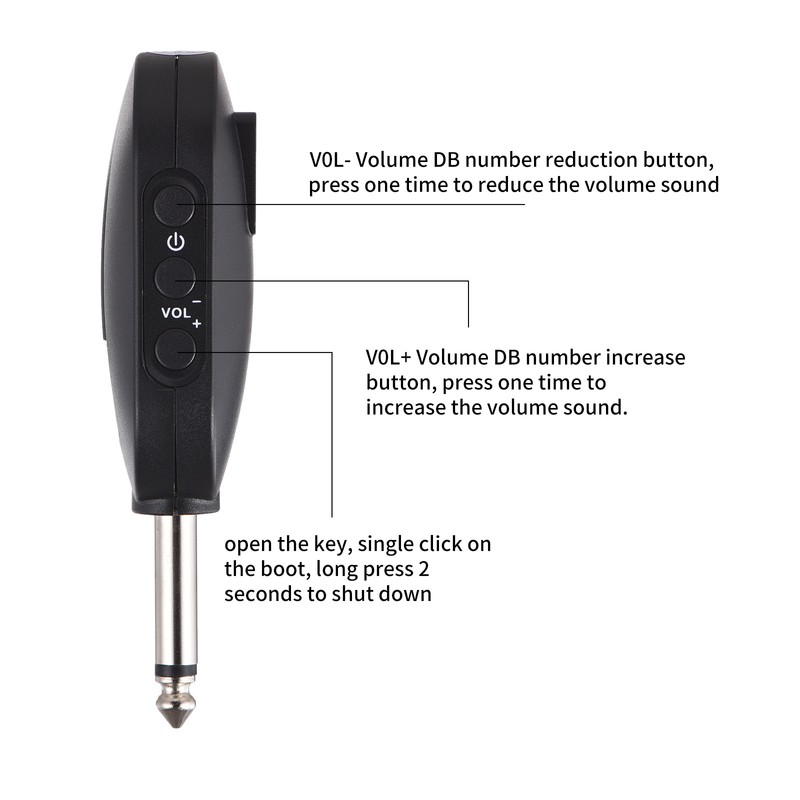 Wireless Guitar System Transmitter Receiver 2.4MHz Rechargeable Piano Instrument BT