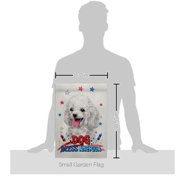 Breeze Decor Patriotic White Poodle Garden Flag Set Wall Holder Dog Puppy Spoiled Paw Canine Fur Pet Nature Farm Animal Creature House Banner Small Yard Gift Double-Sided, Made in USA