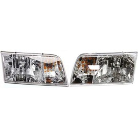 For 1998-2011 Ford Crown Victoria Pair Headlights Driver and Passenger Side FO2502200 FO2503200 Replaces 4W7Z 13008A 4W7Z 13008B