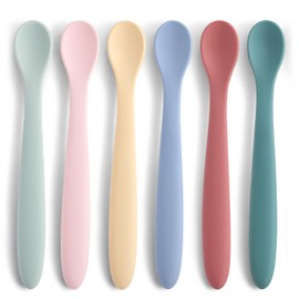 Baby Spoons,6 PCS Silicone Baby Feeding Spoons,Training Spoon,Soft Tip Feeding Baby Utensils for First Stage Baby and Infant,Dishwasher and Boil Safe