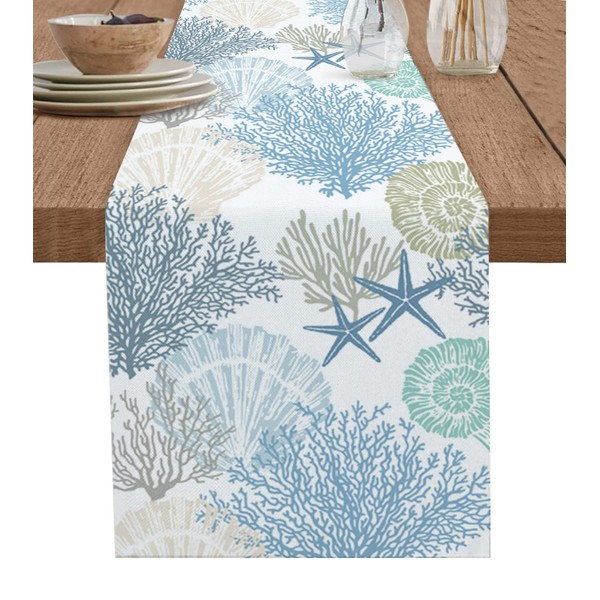 Starfish Ocean Coral Shell Table Runner Kitchen Dining Table Runners