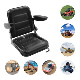 PIAOCAIYIN Forklift Seat, Universal Lawn Mower Seat, Black PVC Tractor Seat w/Adjustable Backrest (30-180°) & Massage Spots, Waterproof Replacement Forklift Seat for Mechanical Seats
