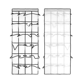 QWORK® Door Hanging Storage, 24 Large Pockets, Over The Door Shoe Storage, White