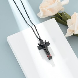 shajwo Cremation Cross Urn Necklace for Ashes Jewelry for Women Men Memorial Keepsake Birthstone Pendant for Human Pet,Red