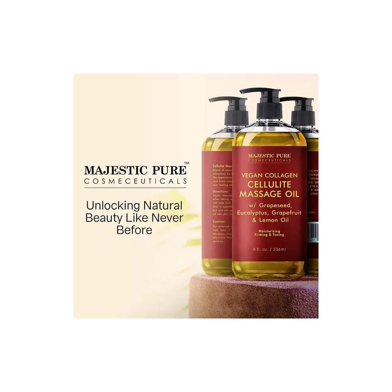 Aceite De Masaje Majestic Pure Colágeno Vegano Celulitis Eucalipto 236