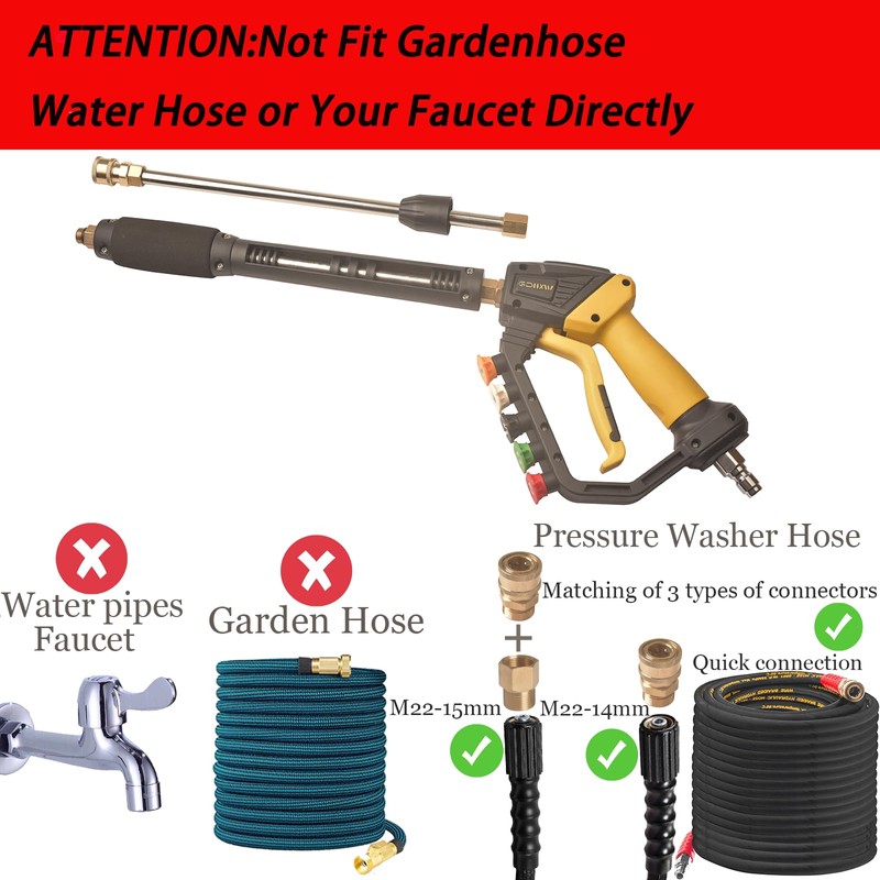 GDHXW High Power Washer Gun,Adjustable Pressure Washer Gun with Extension