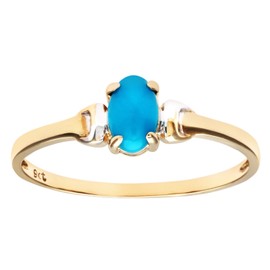 Citerna 9 ct Yellow and White Gold Turquoise Birth Stone Ring - Size S