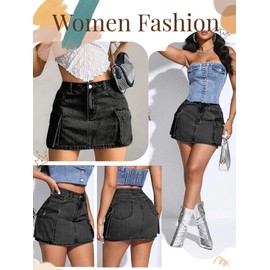 Cargo Skirt Jean Skirt Mini Skirt y2k Cargo Mini Skirt Jean Skirt for Women Cargo Skirt y2k Women's Casual Low Waisted Solid Up Denim Skirt Women Travel