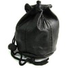 Unisex Drawstring Black Leather Pouch