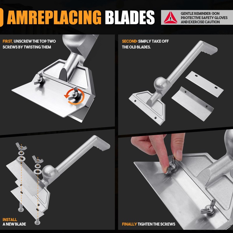 PURPLEBIRD 6" Stainless Steel Griddle Scraper Blades 6 Pack, Razor